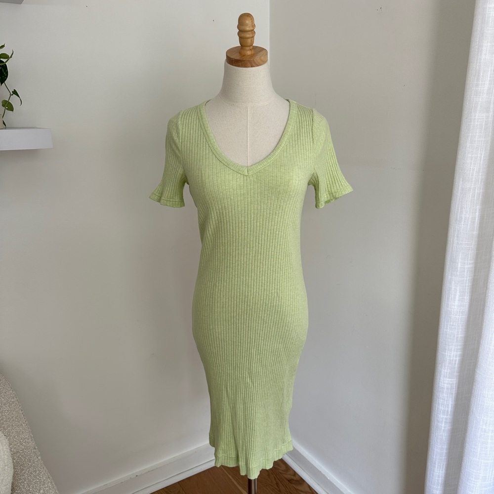 Banana Republic Light Green Ribbed T-Shirt Dress Size Medium
